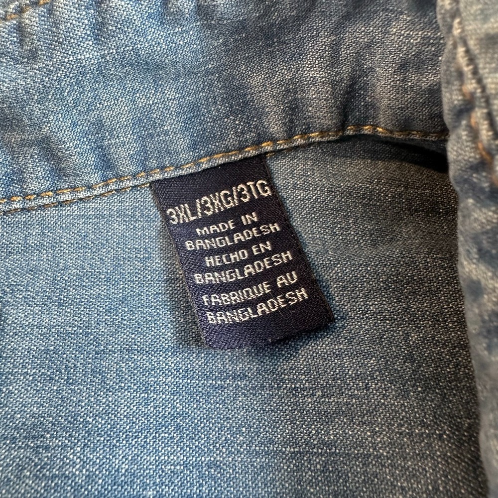 Wrangler Big & Tall Denim Shirt Mens 3XL Blue Chambray Button Up Workwear - Picture 4 of 11